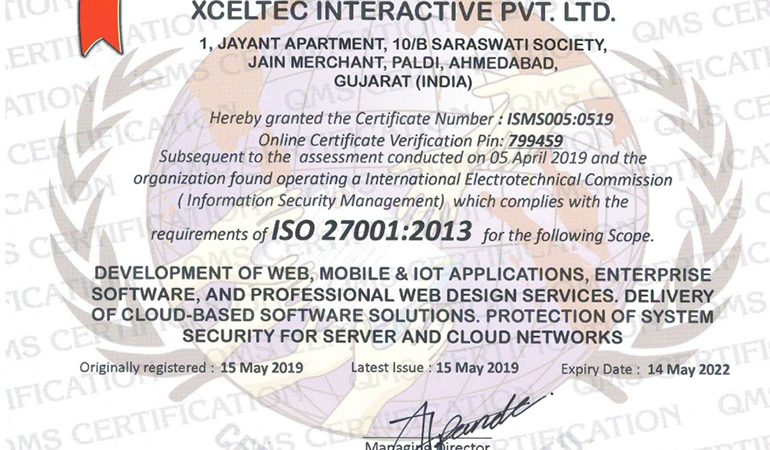 XcelTec – ISO 270012013 Certified Company