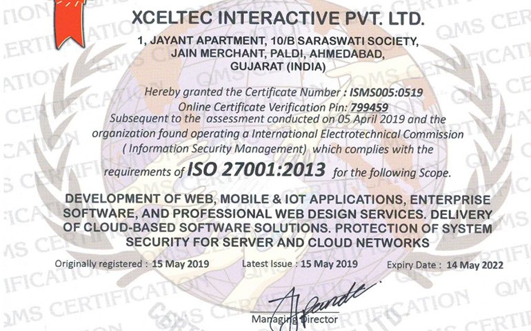XcelTec – ISO 270012013 Certified Company XcelTec – ISO 270012013 Certified Company