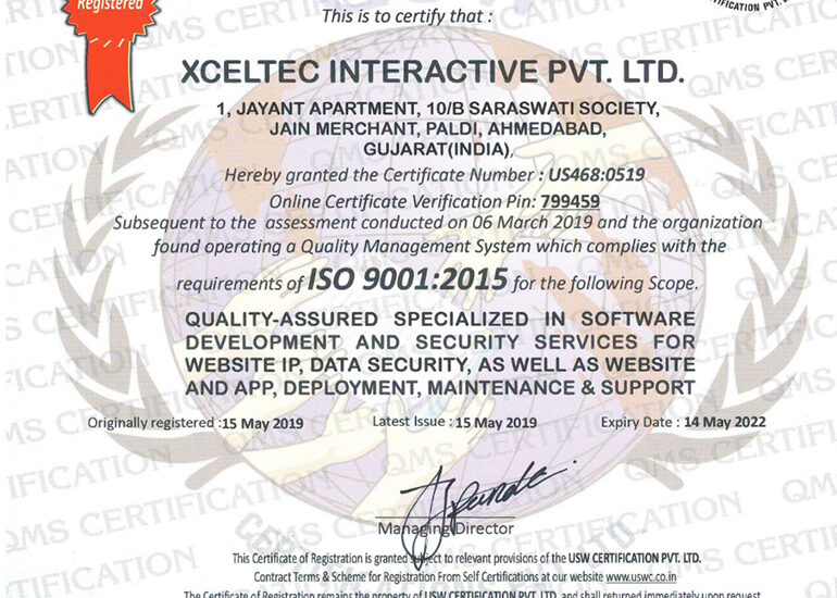 XcelTec – ISO 9001-2015 Certified Organization