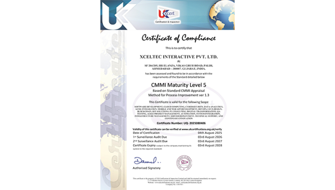 Xceltec Achieves CMMI Maturity Level 5 Certification Renewal